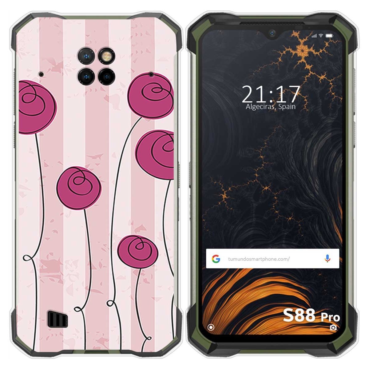 Funda Gel Tpu para Doogee S88 diseño Flores Vintage Dibujos