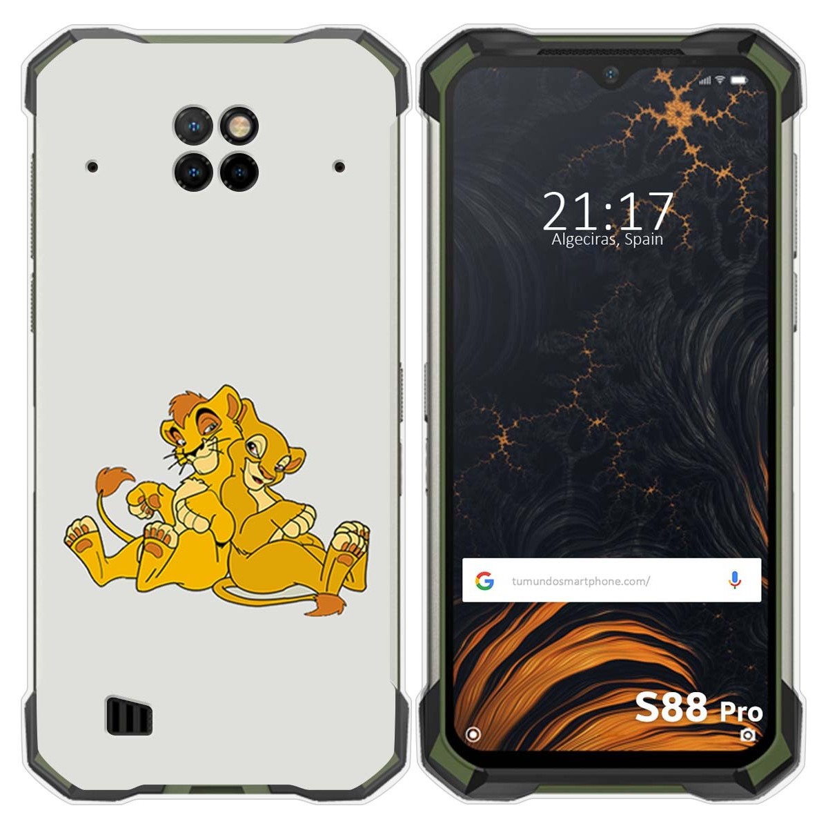 Funda Gel Tpu para Doogee S88 diseño Leones Dibujos