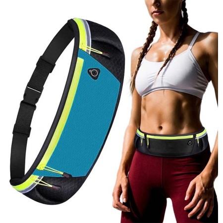 Cinturon Riñonera Reflectante para Correr Color Azul / Negro