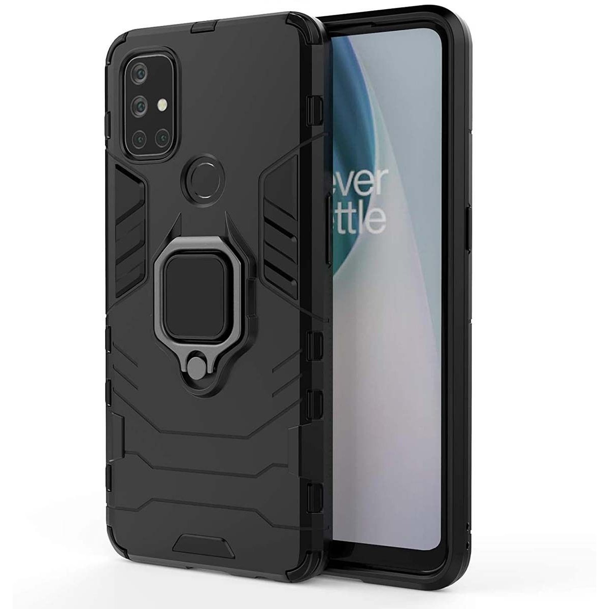 Funda Tough Armor con Anillo Giratorio Negra para OnePlus Nord N10 5G
