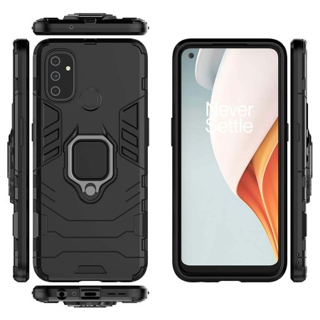 Funda Tough Armor con Anillo Giratorio Negra para OnePlus Nord N100