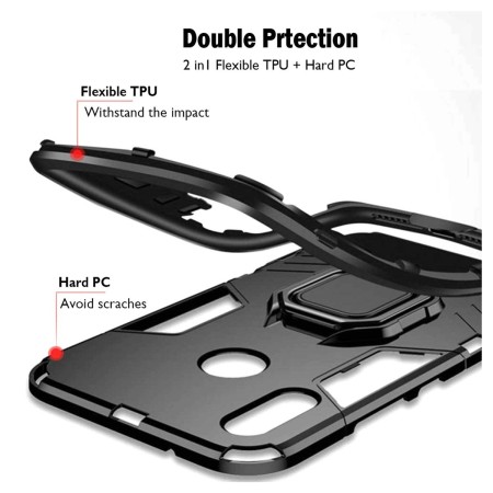 Funda Tough Armor con Anillo Giratorio Negra para OnePlus Nord N100