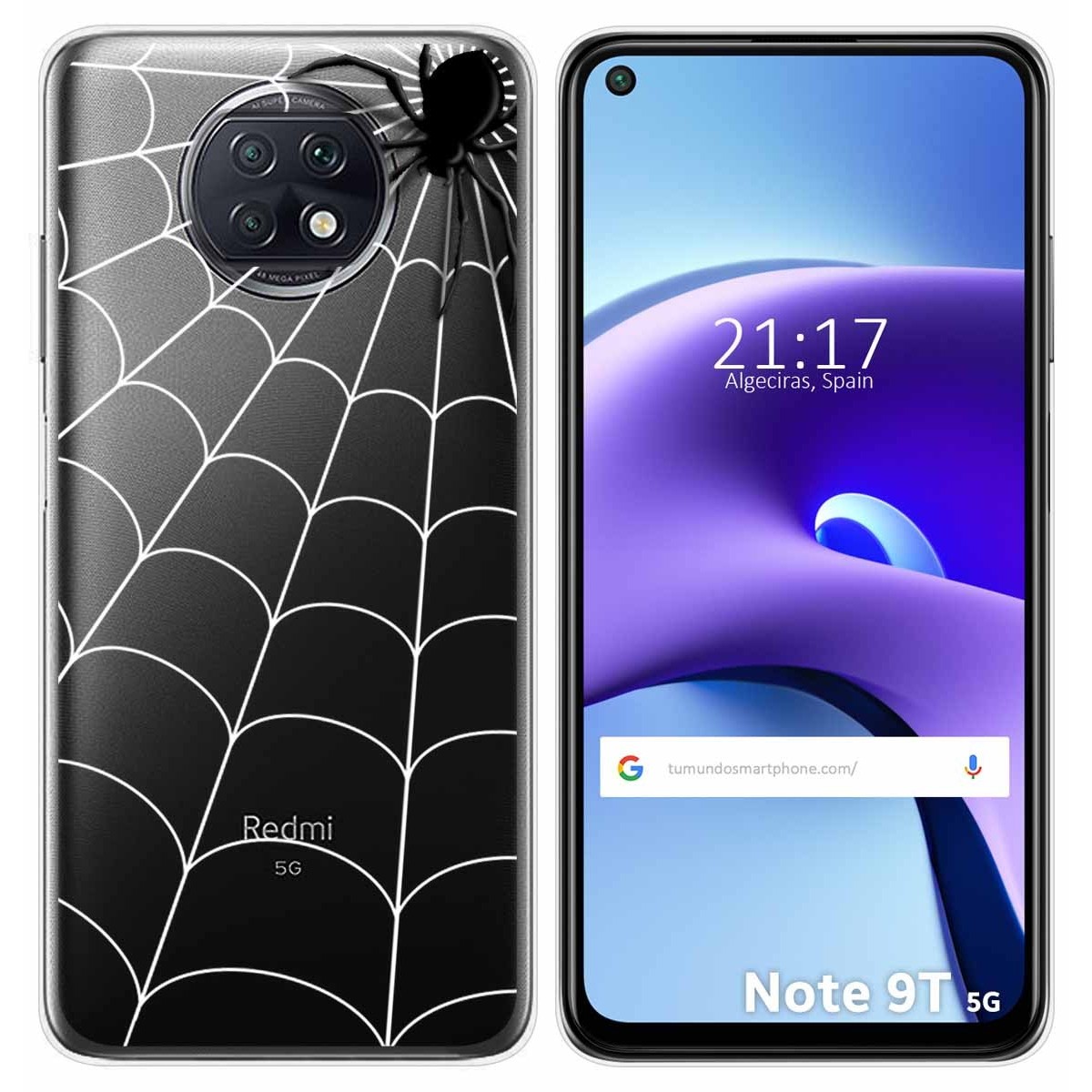 Funda Gel Transparente para Xiaomi Redmi Note 9T 5G diseño Araña Dibujos