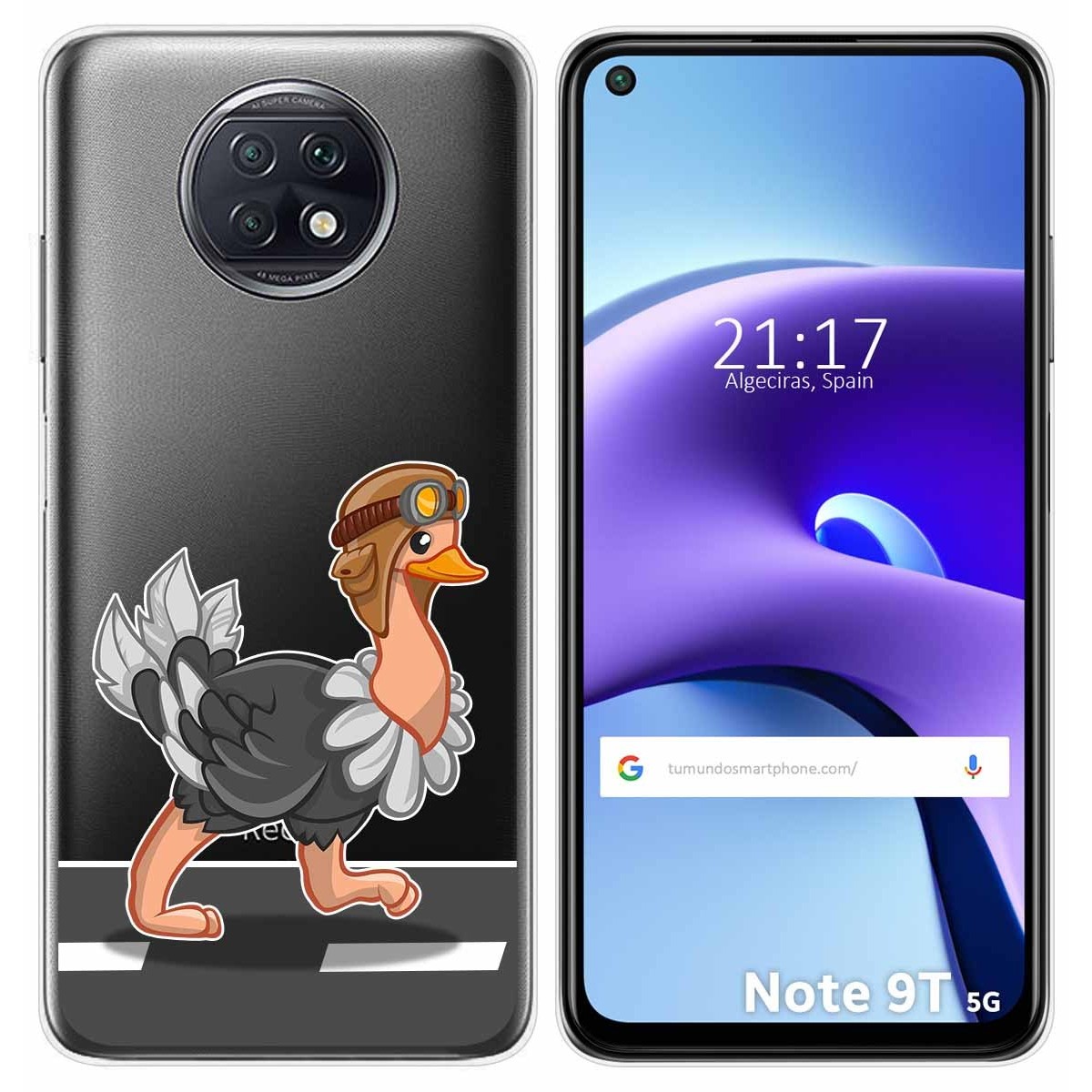 Funda Gel Transparente para Xiaomi Redmi Note 9T 5G diseño Avestruz Dibujos