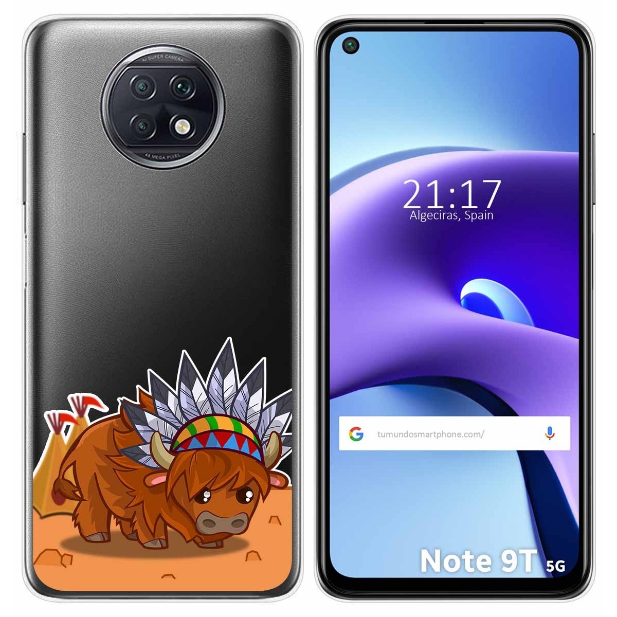 Funda Gel Transparente para Xiaomi Redmi Note 9T 5G diseño Bufalo Dibujos