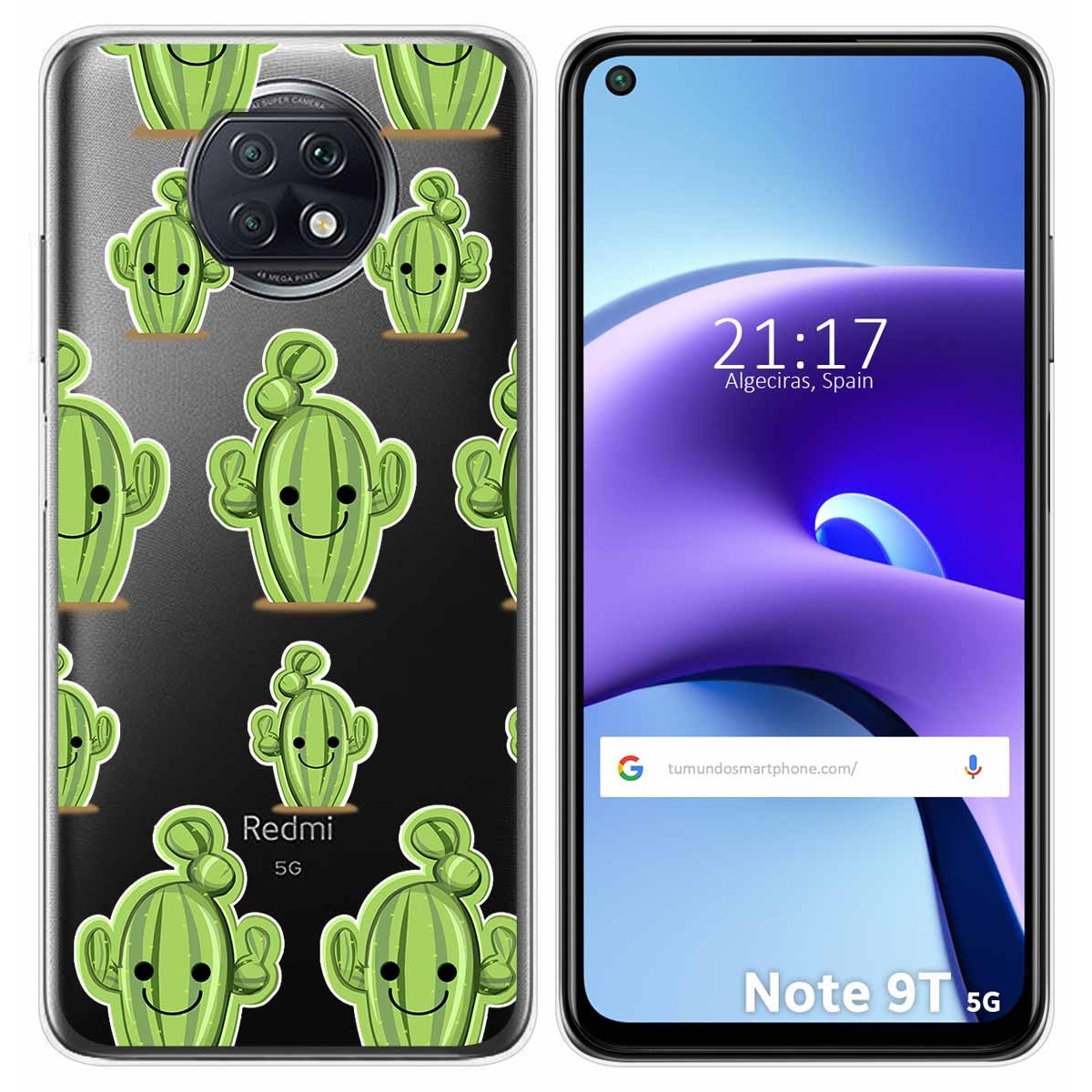 Funda Gel Transparente para Xiaomi Redmi Note 9T 5G diseño Cactus Dibujos