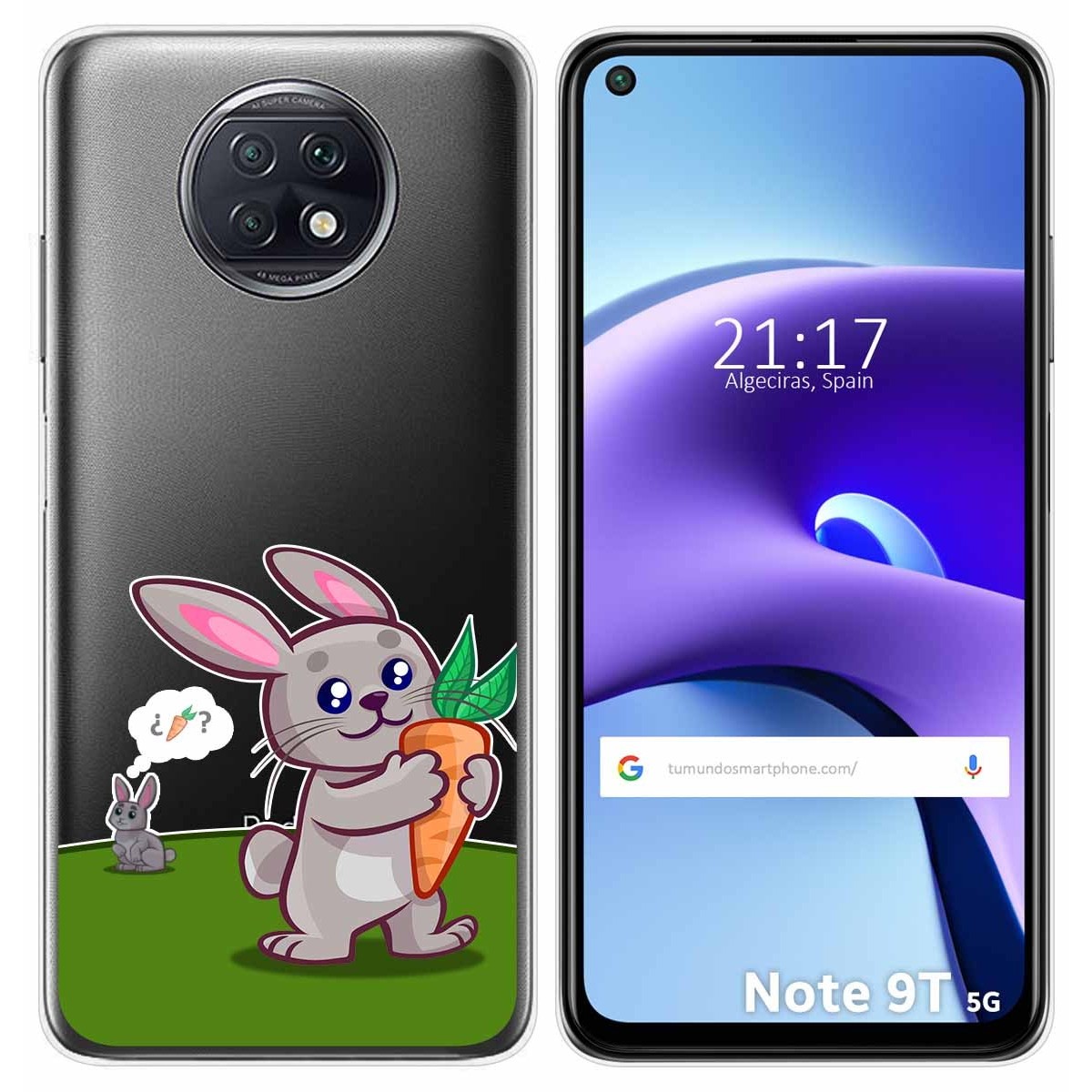 Funda Gel Transparente para Xiaomi Redmi Note 9T 5G diseño Conejo Dibujos