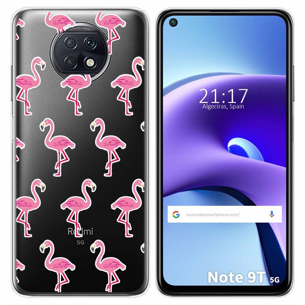 Funda Gel Transparente para Xiaomi Redmi Note 9T 5G diseño Flamenco Dibujos
