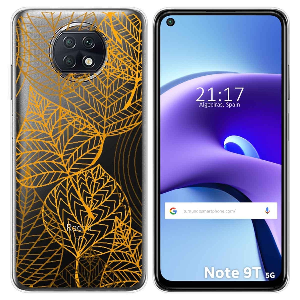 Funda Gel Transparente para Xiaomi Redmi Note 9T 5G diseño Hojas Dibujos
