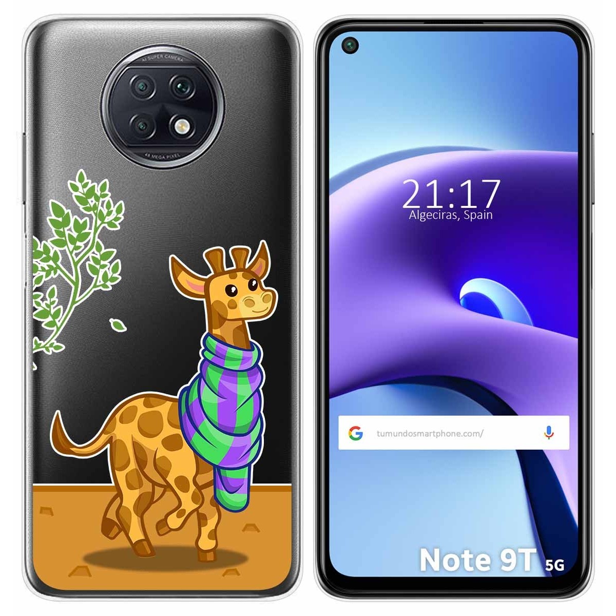 Funda Gel Transparente para Xiaomi Redmi Note 9T 5G diseño Jirafa Dibujos