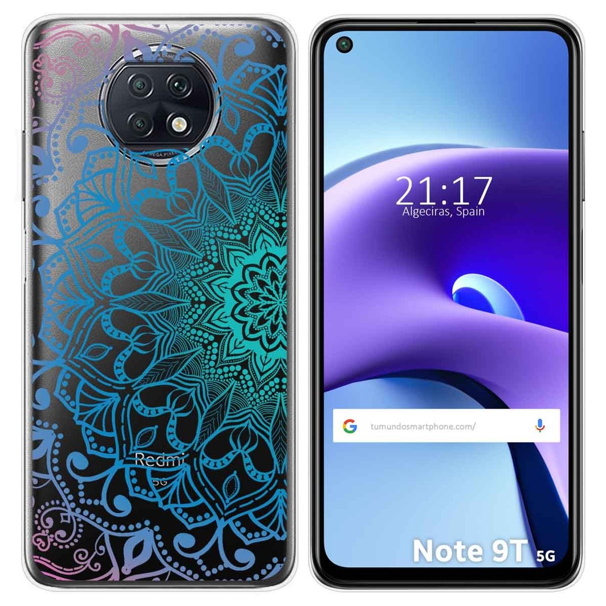 Funda Gel Transparente para Xiaomi Redmi Note 9T 5G diseño Mandala Dibujos