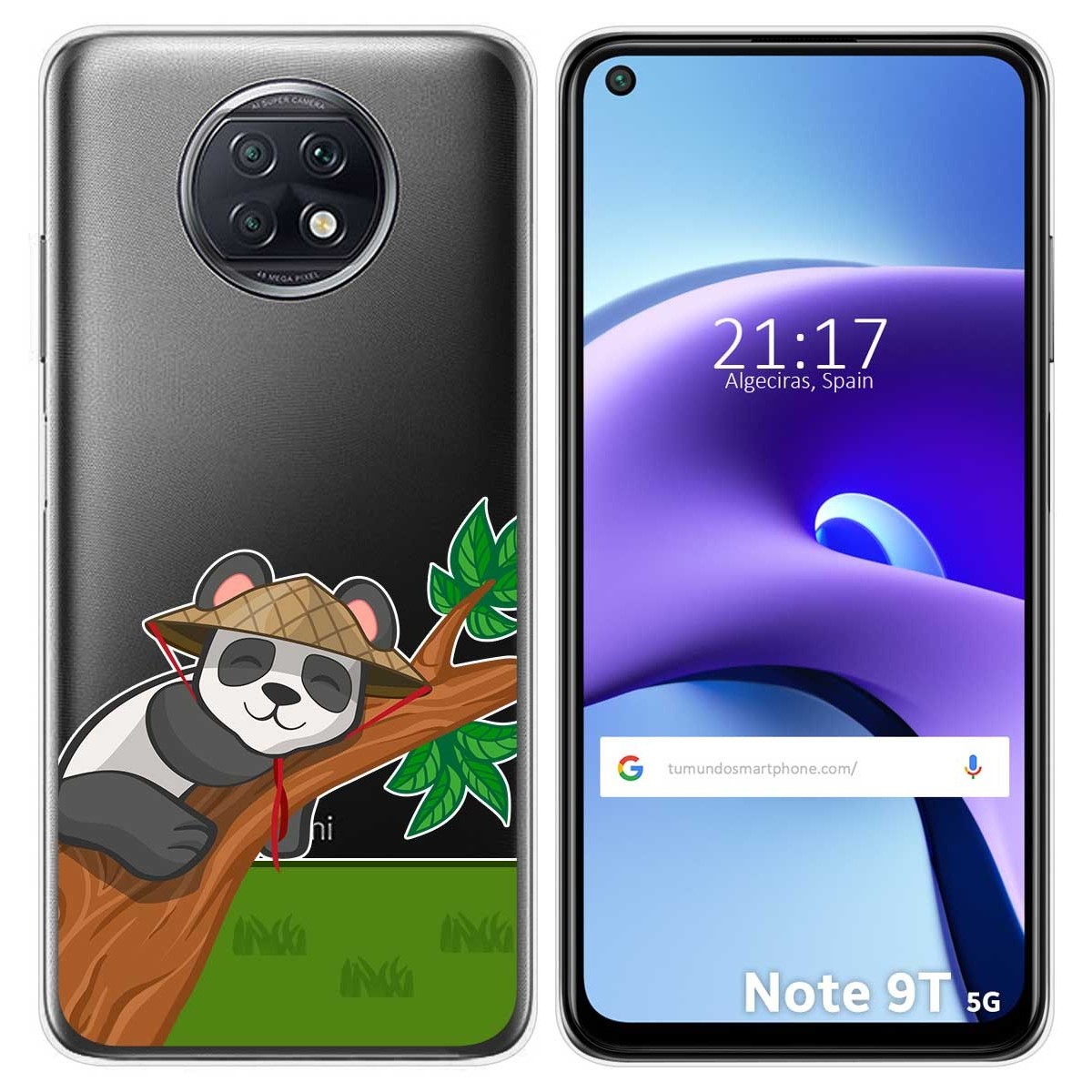 Funda Gel Transparente para Xiaomi Redmi Note 9T 5G diseño Panda Dibujos