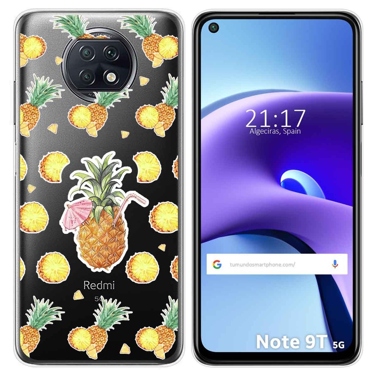 Funda Gel Transparente para Xiaomi Redmi Note 9T 5G diseño Piña Dibujos