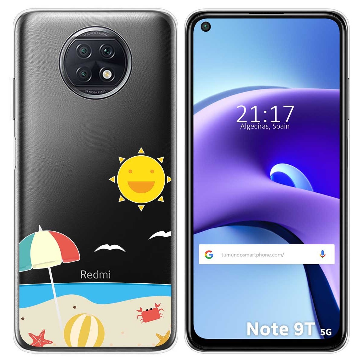 Funda Gel Transparente para Xiaomi Redmi Note 9T 5G diseño Playa Dibujos