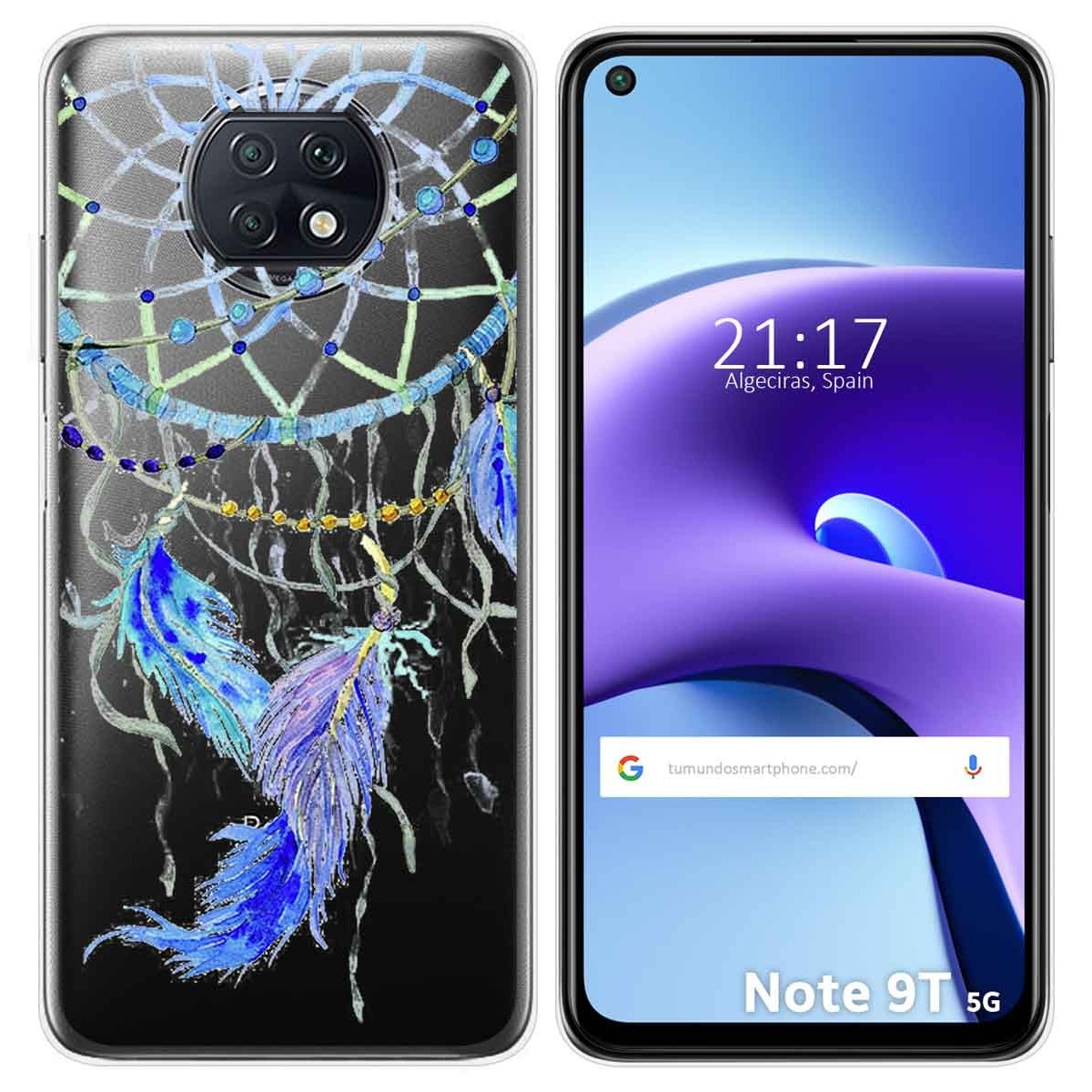 Funda Gel Transparente para Xiaomi Redmi Note 9T 5G diseño Plumas Dibujos