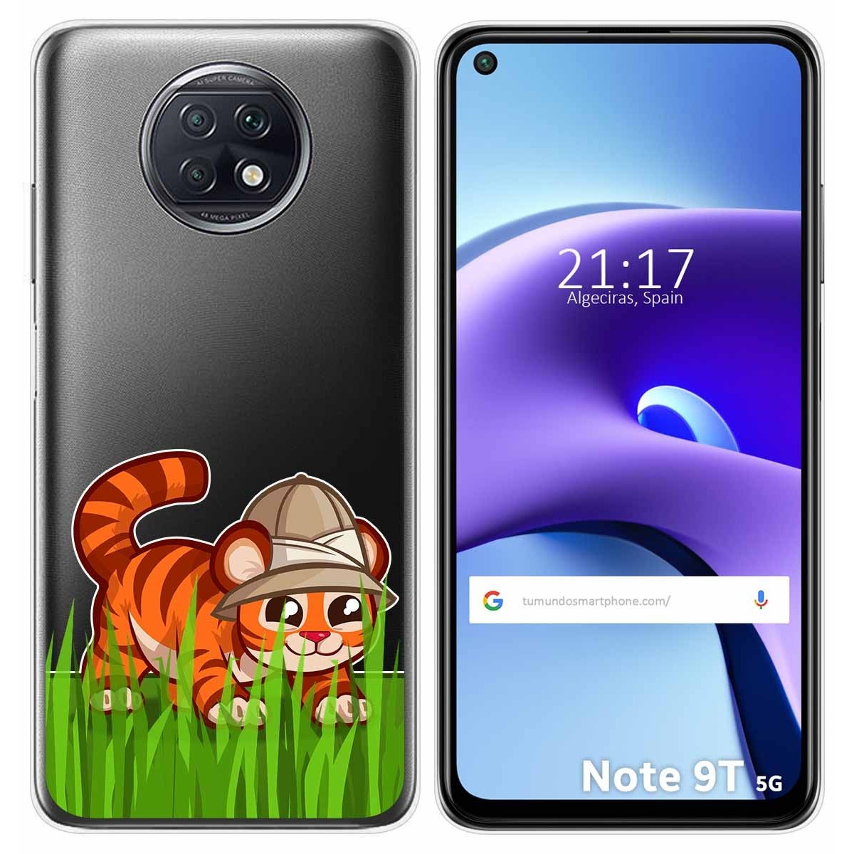 Funda Gel Transparente para Xiaomi Redmi Note 9T 5G diseño Tigre Dibujos