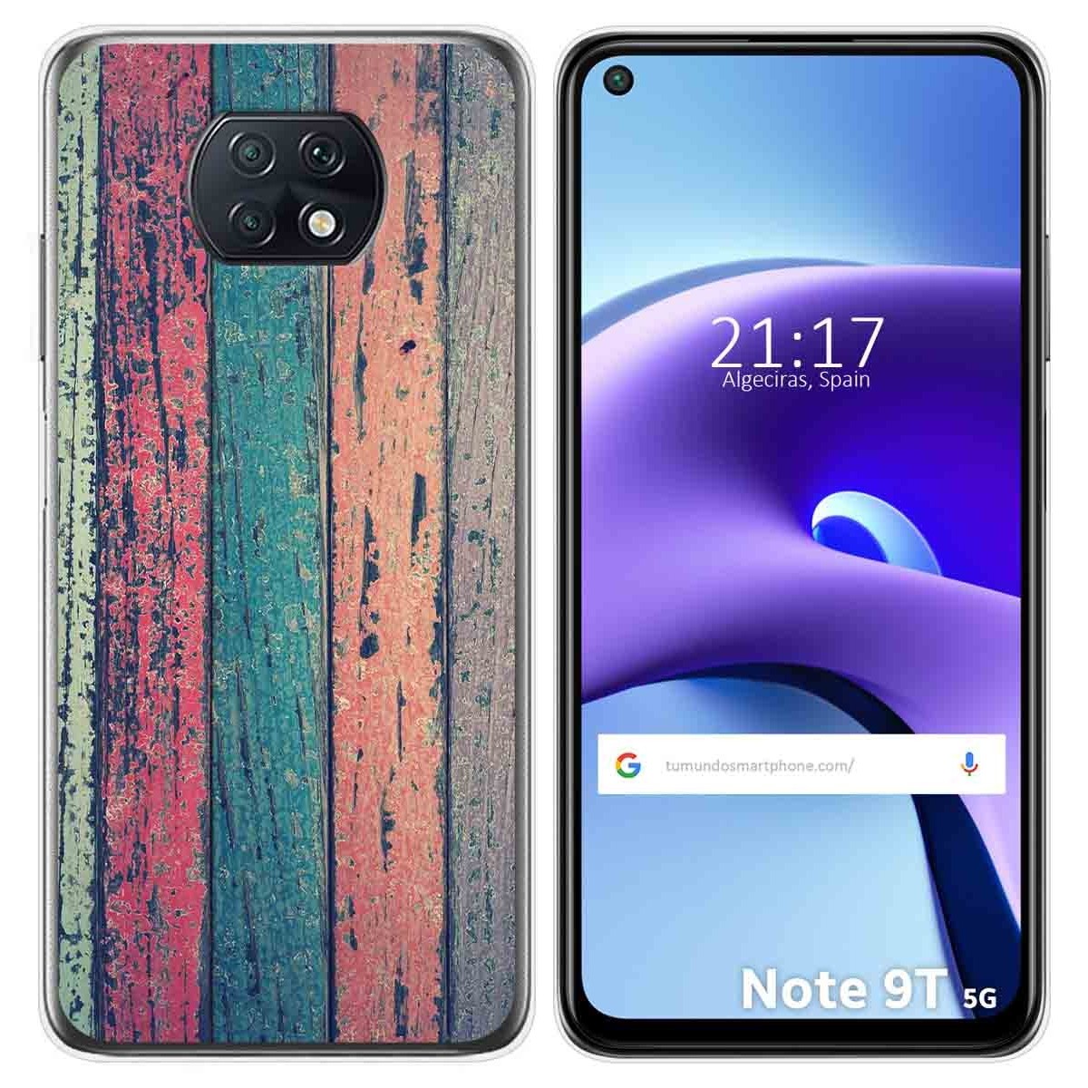 Funda Gel Tpu para Xiaomi Redmi Note 9T 5G diseño Madera 10 Dibujos