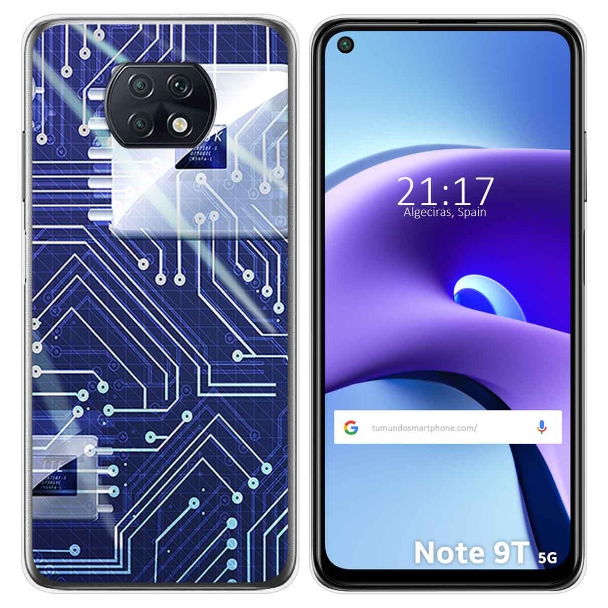 Funda Gel Tpu para Xiaomi Redmi Note 9T 5G diseño Circuito Dibujos