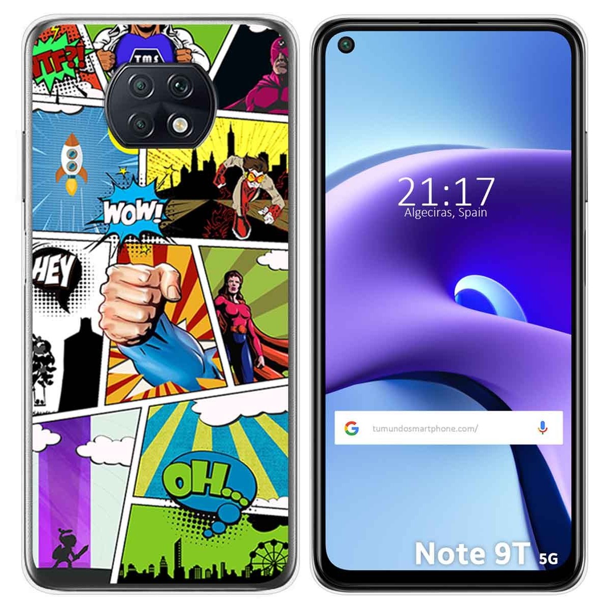Funda Gel Tpu para Xiaomi Redmi Note 9T 5G diseño Comic Dibujos