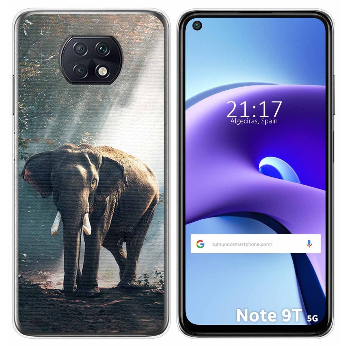Funda Gel Tpu para Xiaomi Redmi Note 9T 5G diseño Elefante Dibujos