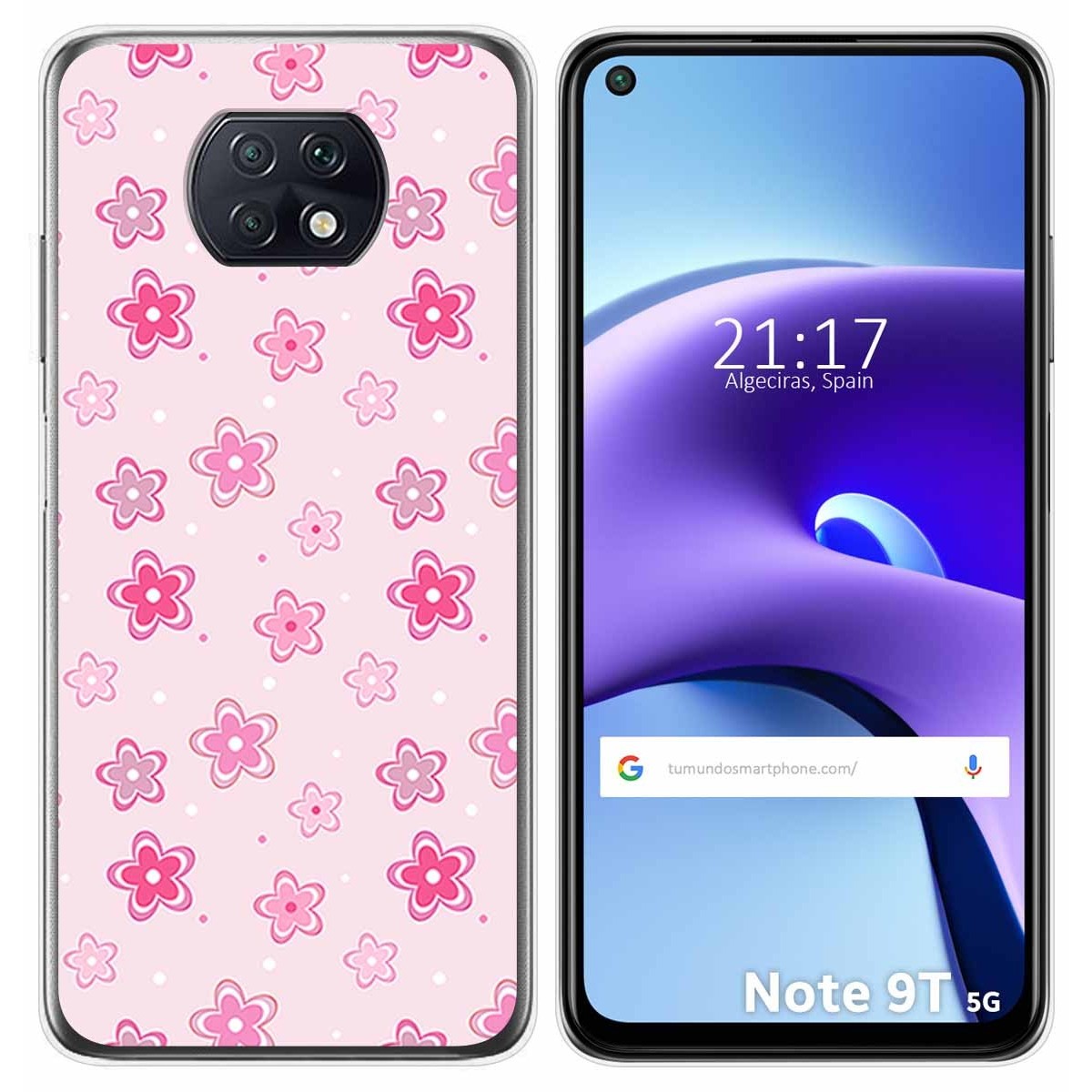 Funda Gel Tpu para Xiaomi Redmi Note 9T 5G diseño Flores Dibujos