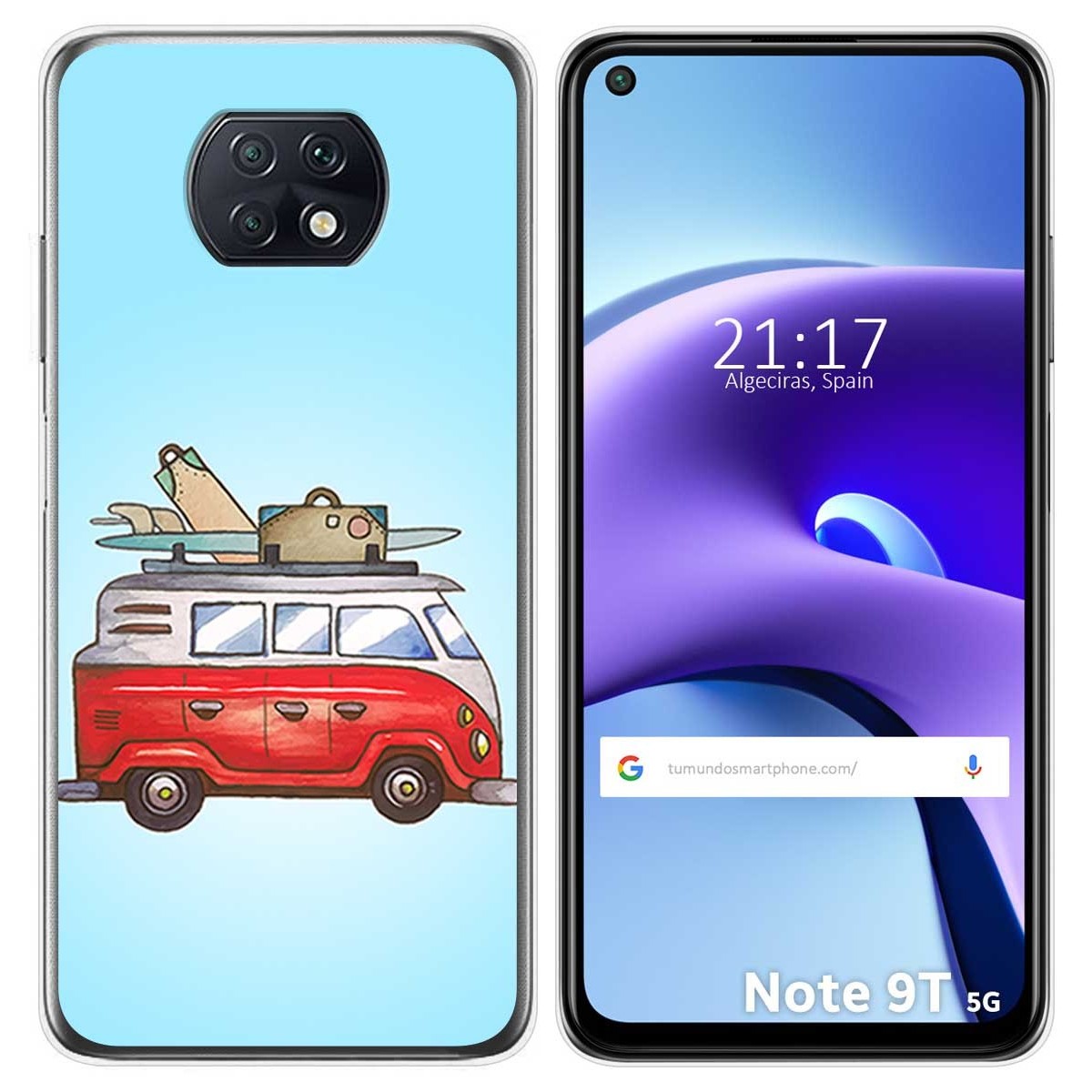 Funda Gel Tpu para Xiaomi Redmi Note 9T 5G diseño Furgoneta Dibujos