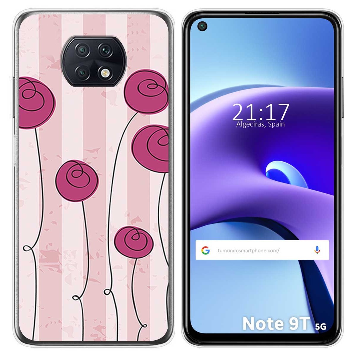 Funda Gel Tpu para Xiaomi Redmi Note 9T 5G diseño Flores Vintage Dibujos