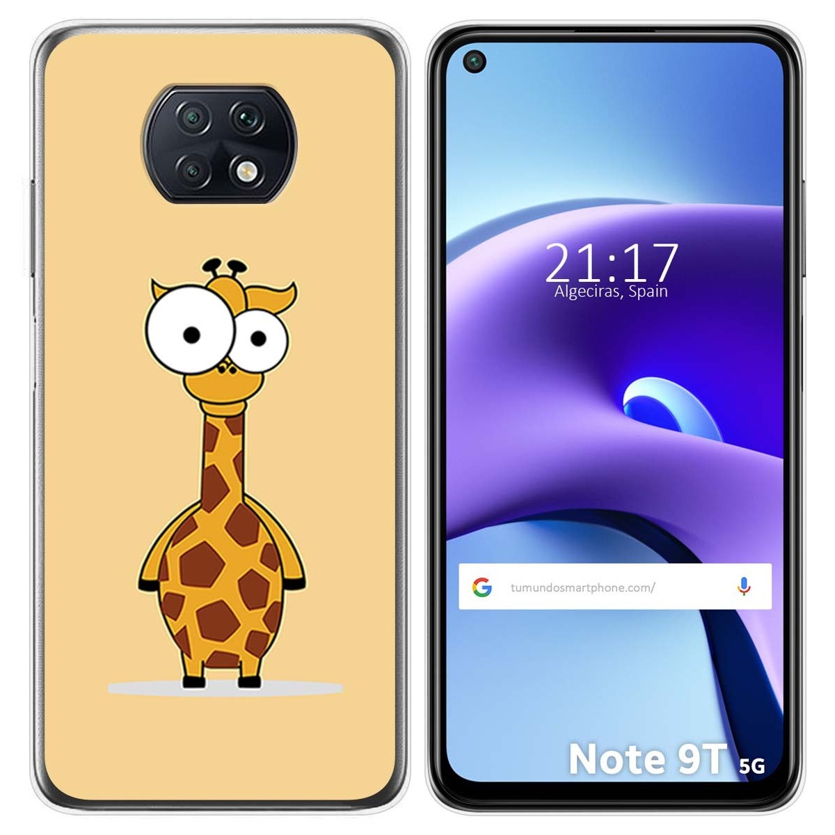 Funda Gel Tpu para Xiaomi Redmi Note 9T 5G diseño Jirafa Dibujos