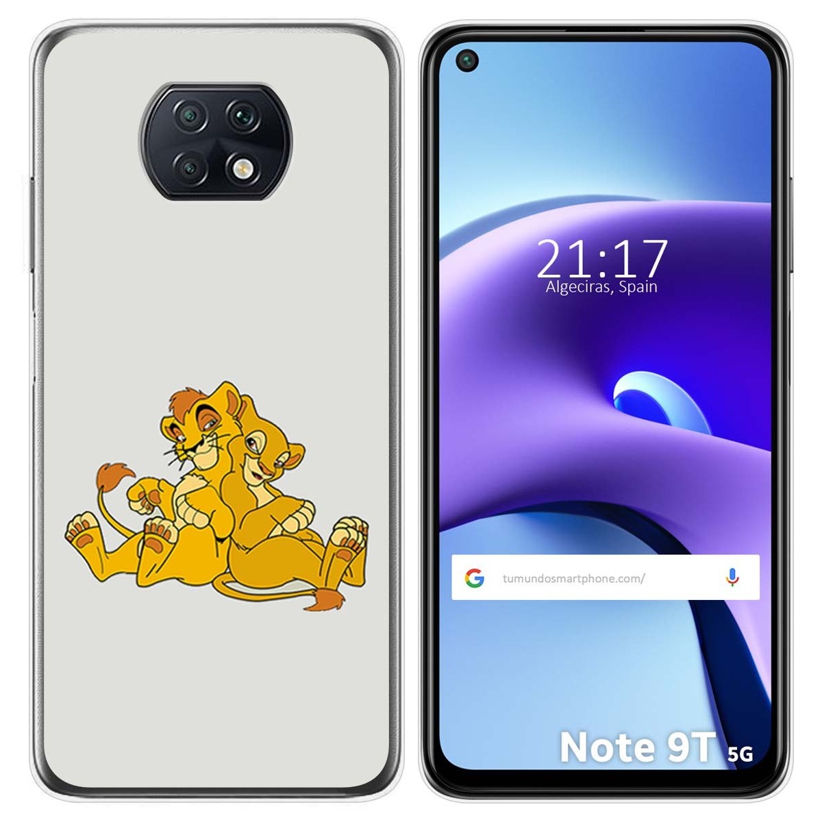 Funda Gel Tpu para Xiaomi Redmi Note 9T 5G diseño Leones Dibujos