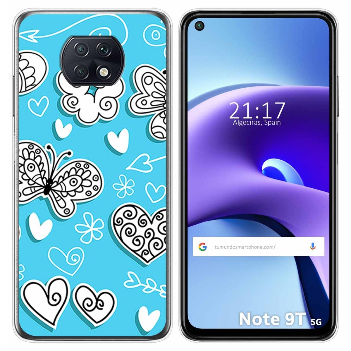 Funda Gel Tpu para Xiaomi Redmi Note 9T 5G diseño Mariposas Dibujos