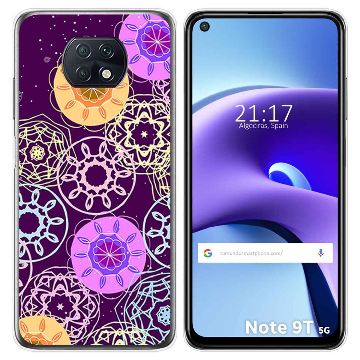 Funda Gel Tpu para Xiaomi Redmi Note 9T 5G diseño Radial Dibujos