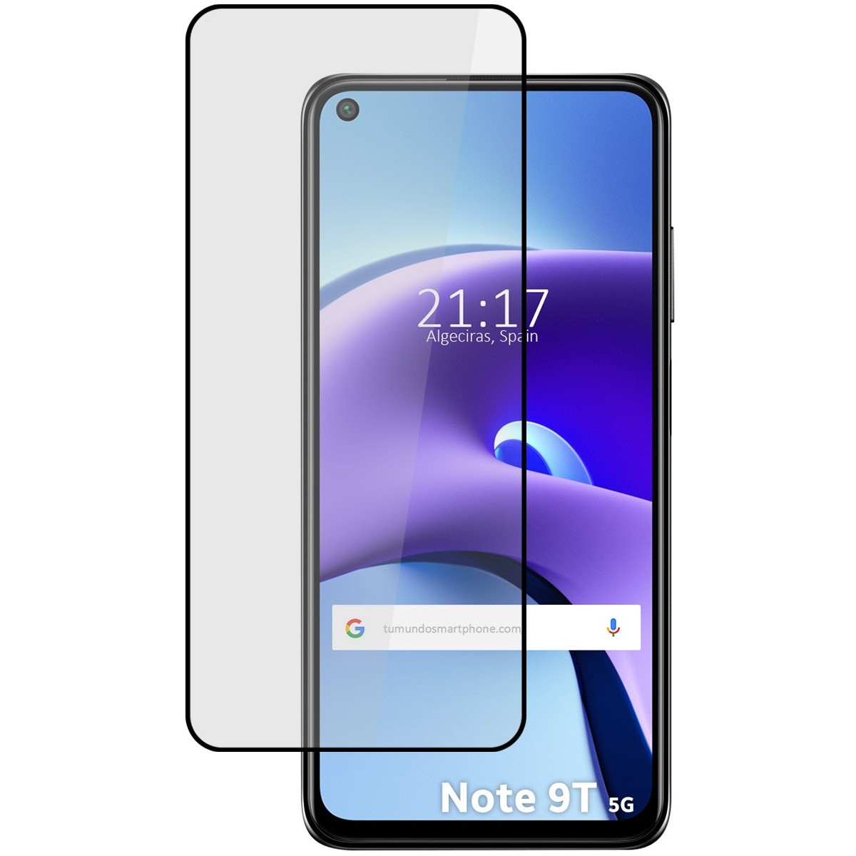 Protector Cristal Templado Completo 5D Full Glue Negro para Xiaomi Redmi Note 9T 5G Vidrio