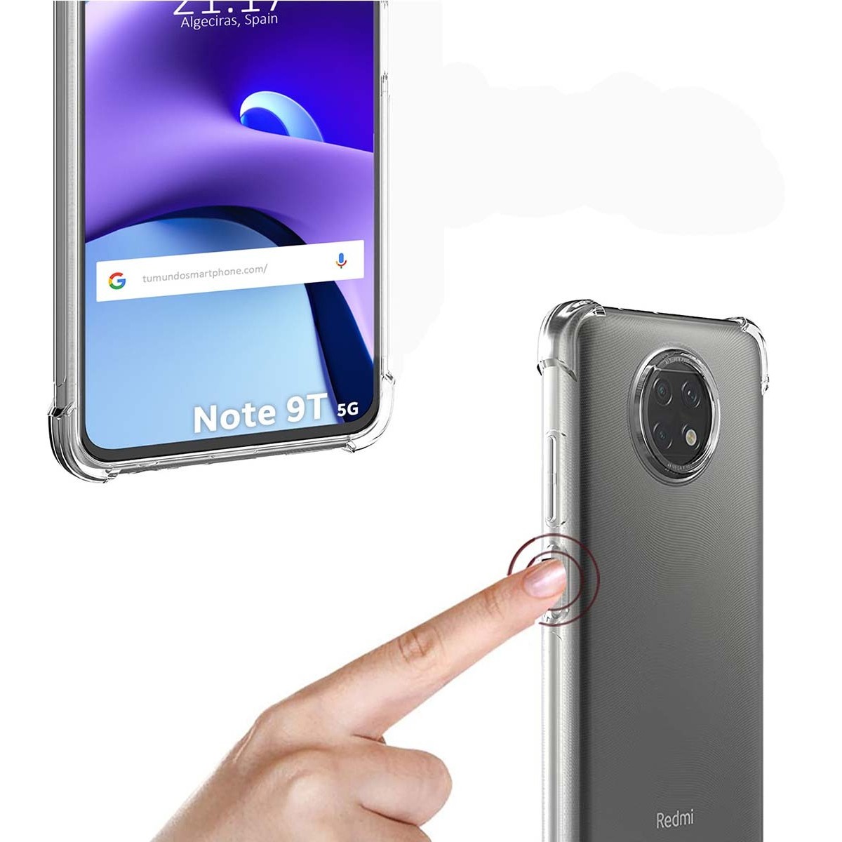 Funda Gel Tpu Anti-Shock Transparente para Xiaomi Redmi Note 9T 5G