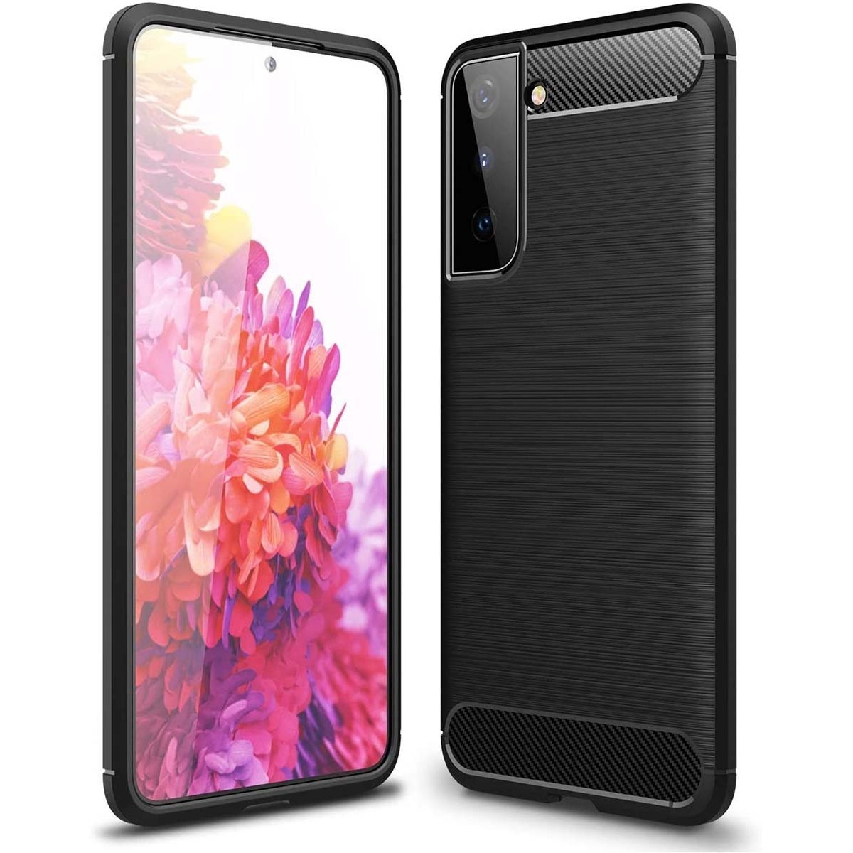 Funda Gel Tpu Tipo Carbon Negra para Samsung Galaxy S21 5G