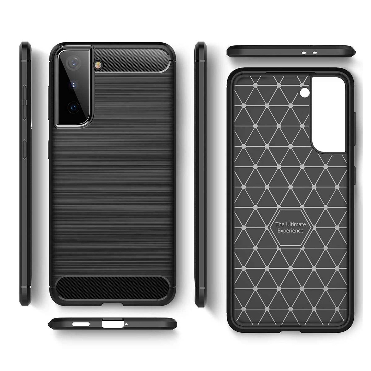 Funda Gel Tpu Tipo Carbon Negra para Samsung Galaxy S21 5G