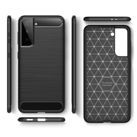 Funda Gel Tpu Tipo Carbon Negra para Samsung Galaxy S21 5G