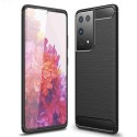 Funda Gel Tpu Tipo Carbon Negra para Samsung Galaxy S21 Ultra 5G