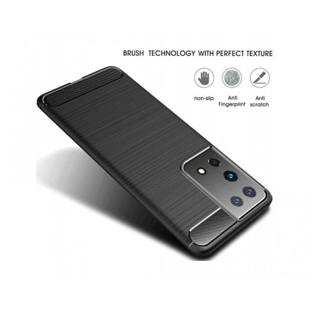 Funda Gel Tpu Tipo Carbon Negra para Samsung Galaxy S21 Ultra 5G