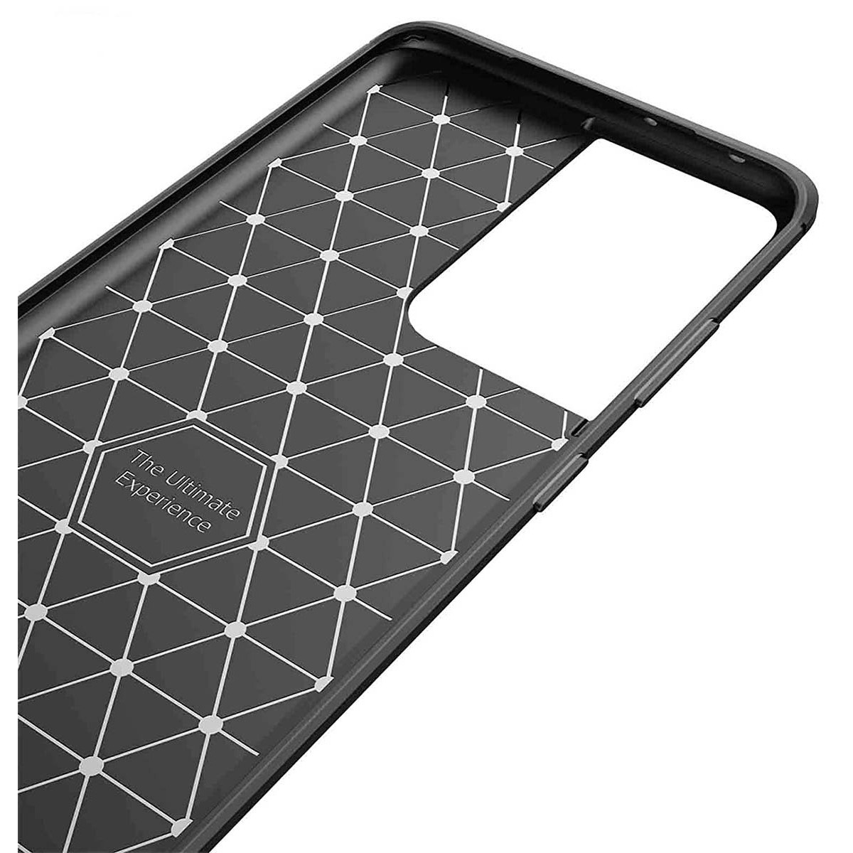 Funda Gel Tpu Tipo Carbon Negra para Samsung Galaxy S21 Ultra 5G