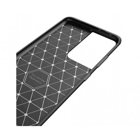 Funda Gel Tpu Tipo Carbon Negra para Samsung Galaxy S21 Ultra 5G