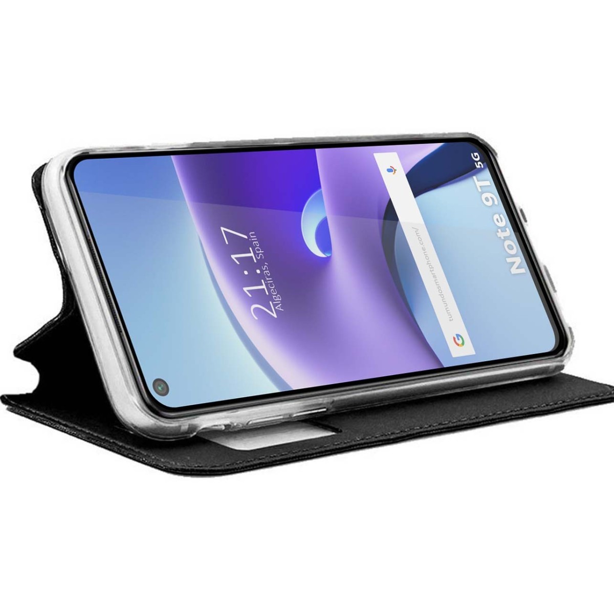 Funda Libro Soporte con Ventana para Xiaomi Redmi Note 9T 5G Color Negra