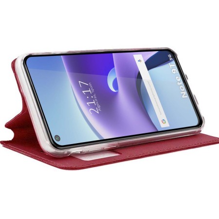 Funda Libro Soporte con Ventana para Xiaomi Redmi Note 9T 5G Color Roja
