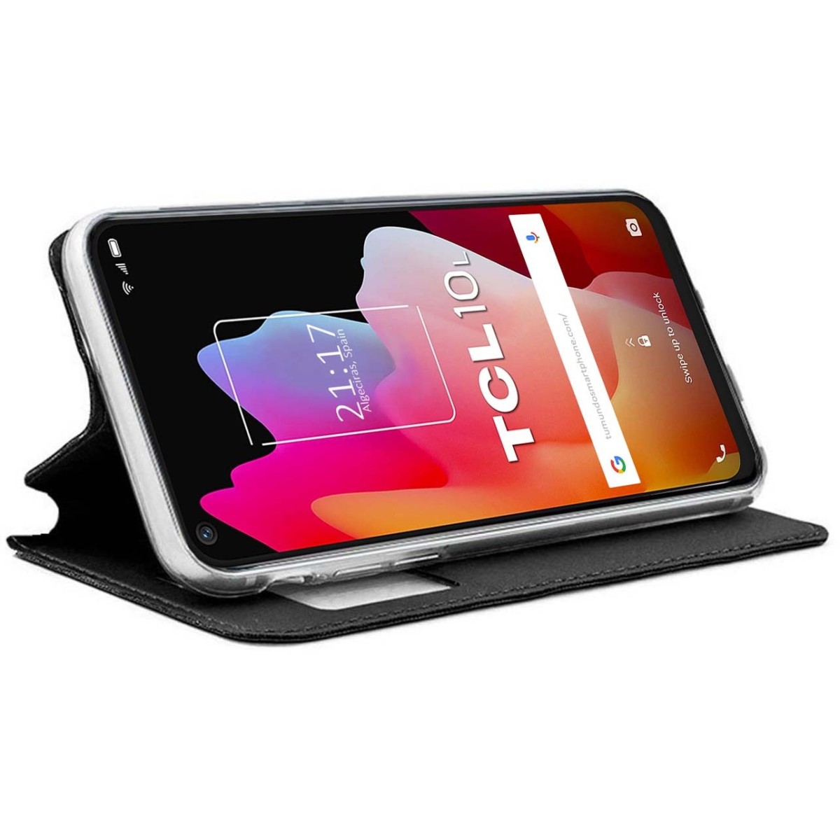 Funda Libro Soporte con Ventana para TCL 10L Color Negra