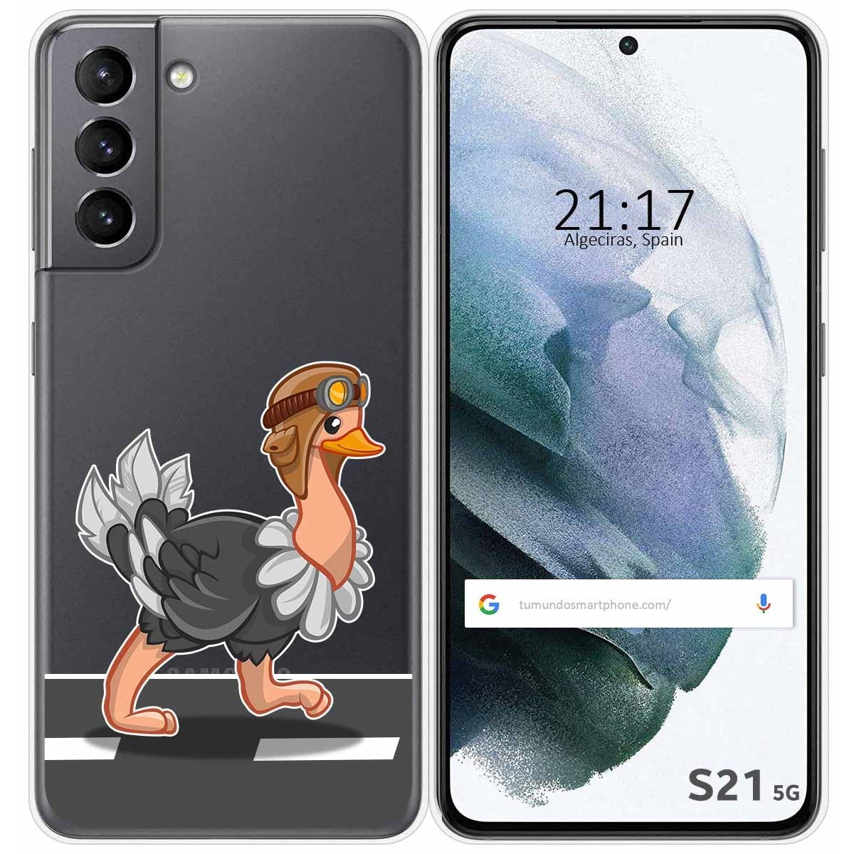 Funda Gel Transparente para Samsung Galaxy S21 5G diseño Avestruz Dibujos