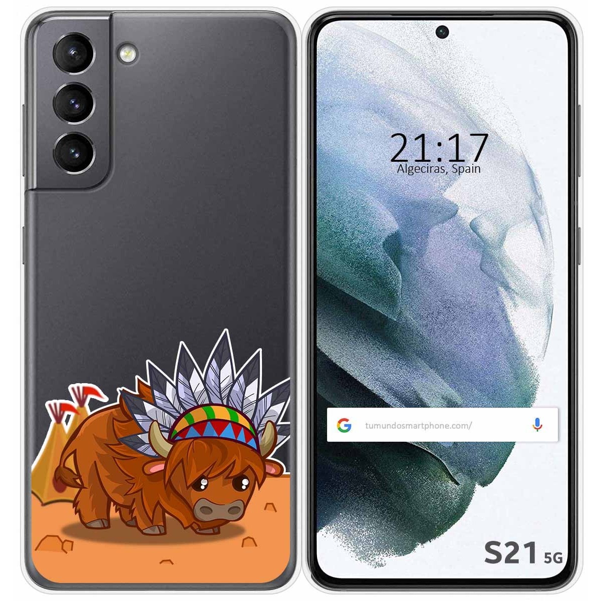 Funda Gel Transparente para Samsung Galaxy S21 5G diseño Bufalo Dibujos