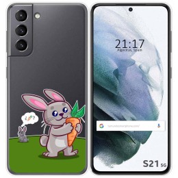 Funda Gel Transparente para Samsung Galaxy S21 5G diseño Conejo Dibujos