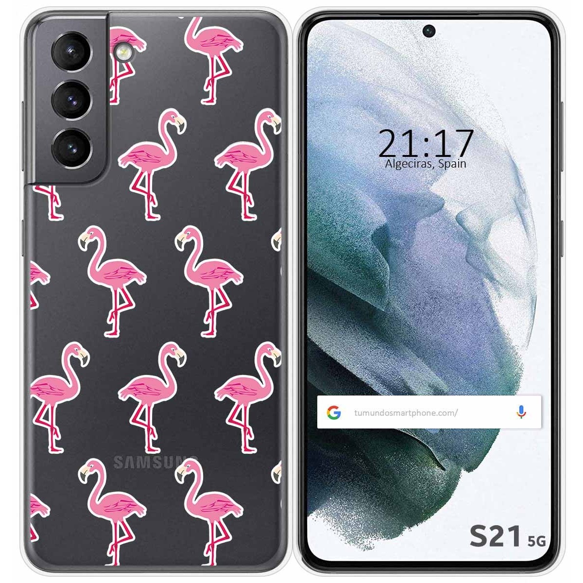 Funda Gel Transparente para Samsung Galaxy S21 5G diseño Flamenco Dibujos