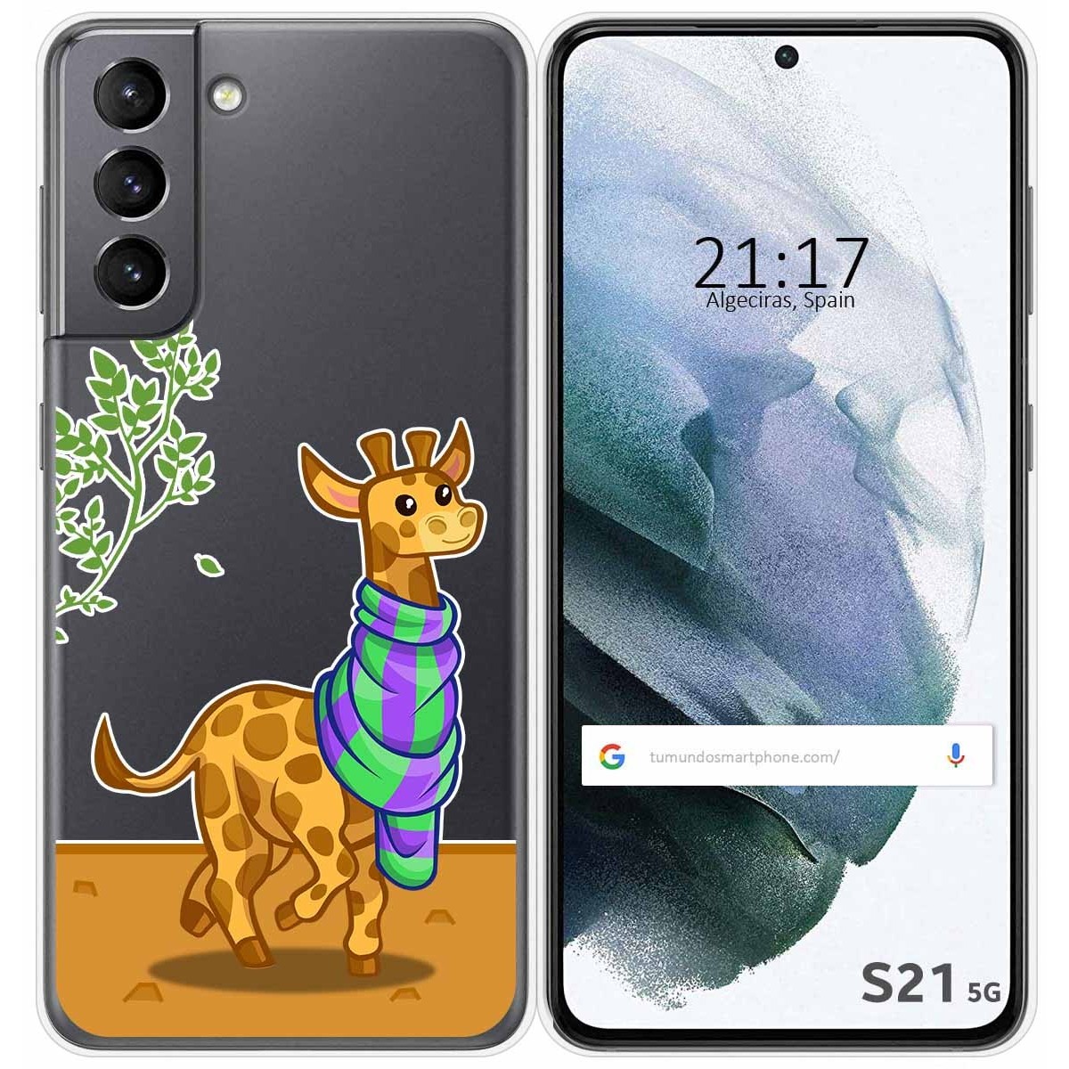 Funda Gel Transparente para Samsung Galaxy S21 5G diseño Jirafa Dibujos