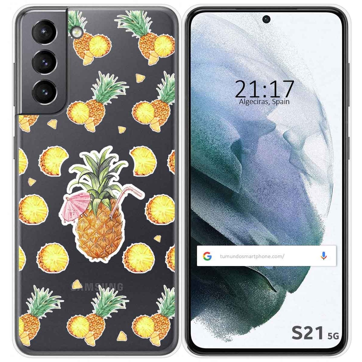 Funda Gel Transparente para Samsung Galaxy S21 5G diseño Piña Dibujos