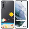 Funda Gel Transparente para Samsung Galaxy S21 5G diseño Playa Dibujos